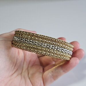 **Final Sale** Amrita Singh Totec Gold Tone Silver Tone Bangle Bracelet 7.75"